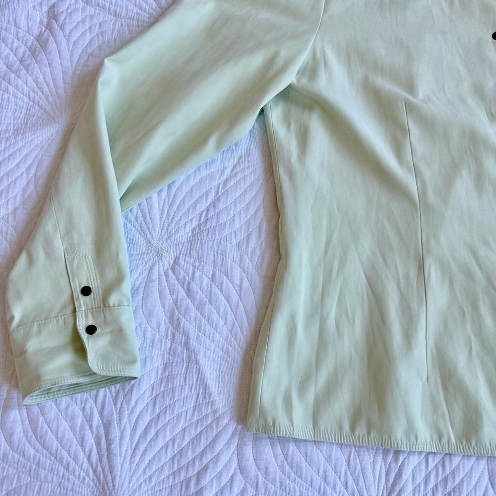 Talbots Light Green Button Down Jacket Shirt | La… - image 5